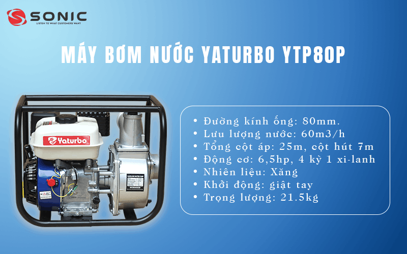 Đặc điểm nổi bật của máy bơm nước chạy xăng Yaturbo YTP80P