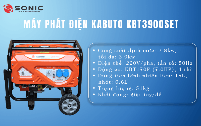 Đặc điểm nổi bật của máy phát điện Kabuto KBT3900SET