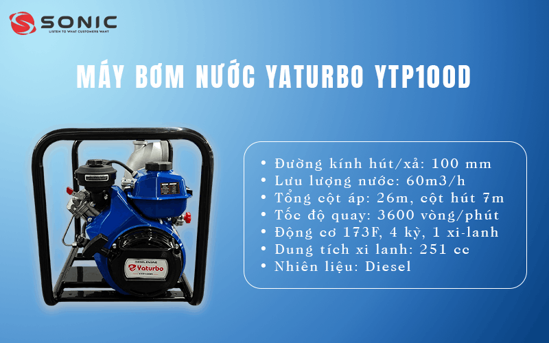 Đặc điểm nổi bật của máy bơm nước chạy diesel YTP100D