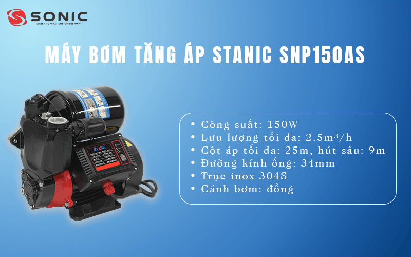Đặc điểm nổi bật của máy bơm tăng áp Stanic SNP150AS